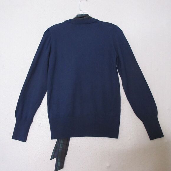 J Crew Sweater XS Blue Tartan Black Watch Plaid Scarf Merino Wool - Picture 7 of 9